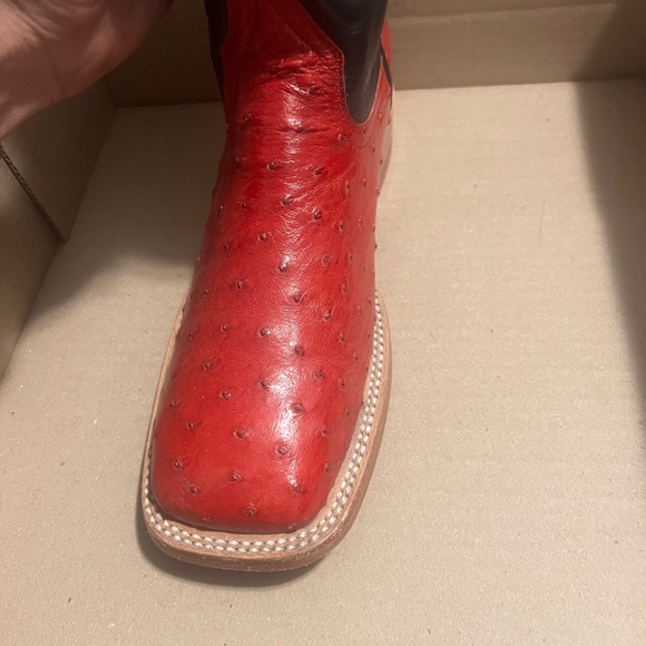 Red ostrich boots genuine ostrich - Picture 4 of 6